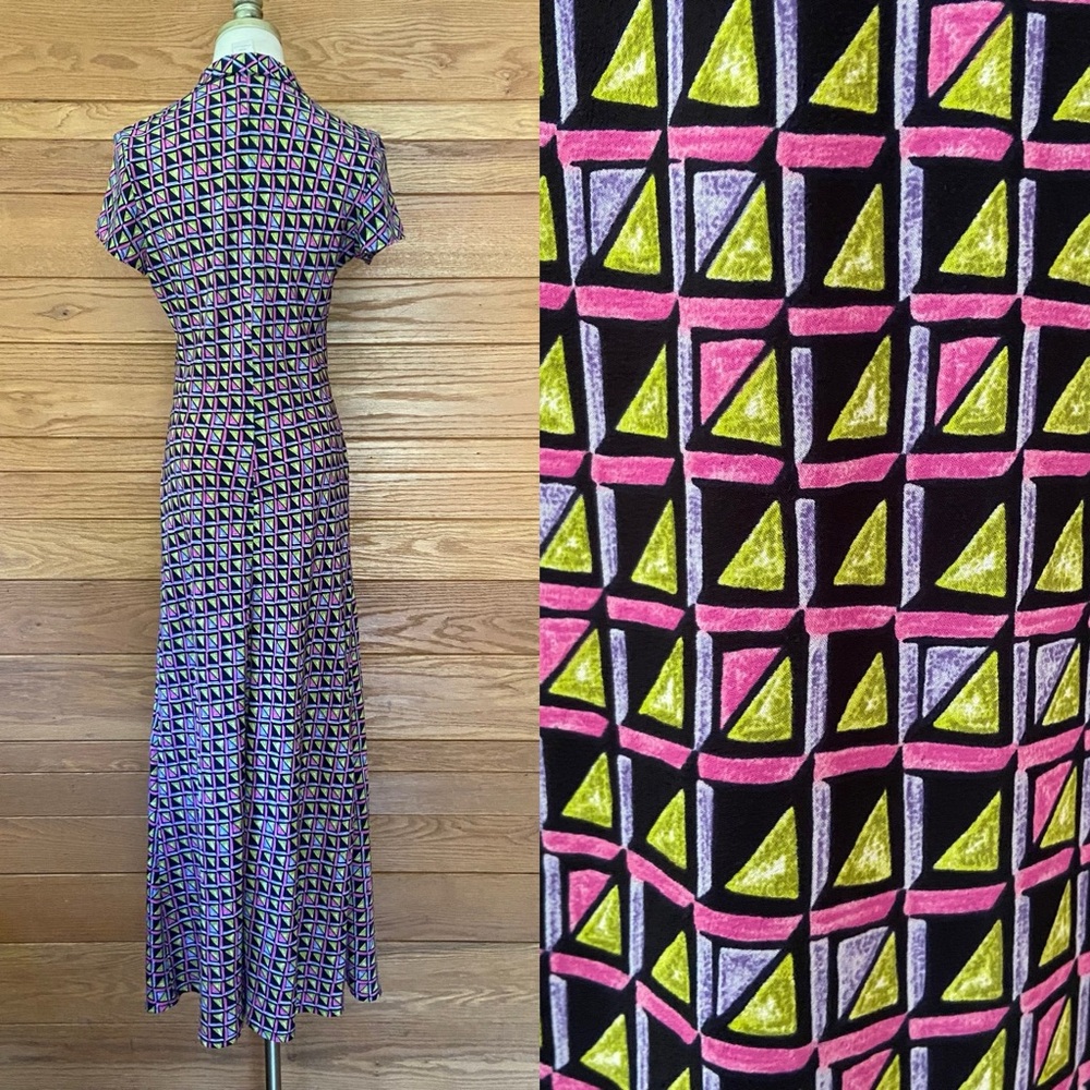 Vintage 90s My Michelle geometric print collared maxi dress - Picture 4 of 5